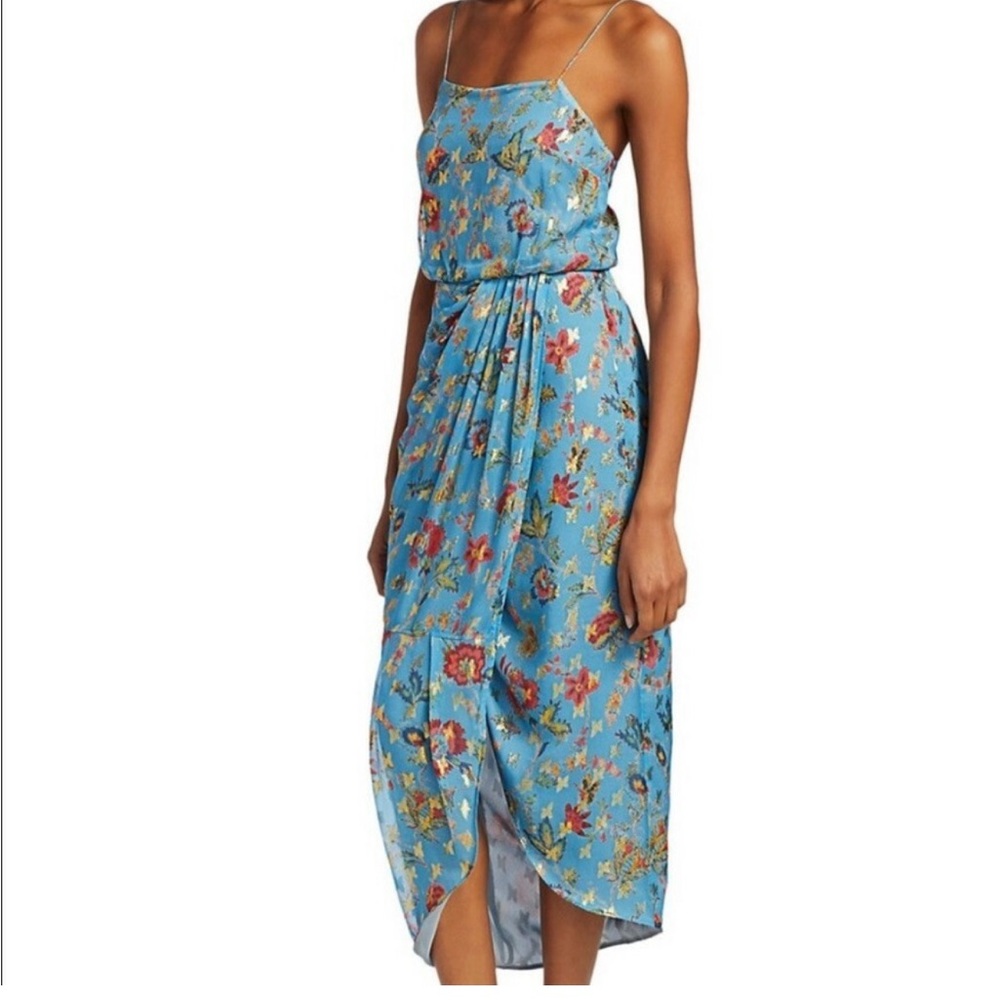 Derek Lam 10 Crosby Lexi Metallic Floral Wrap Dress